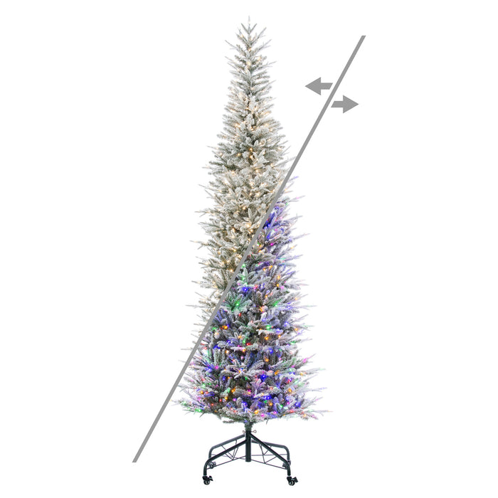 9'Hx34"W PE Frosted Tacoma Fraser Fir Artificial Christmas Tree, Micro LED Pre-Lit (Multi-Mode) -White - G236683LEDCC