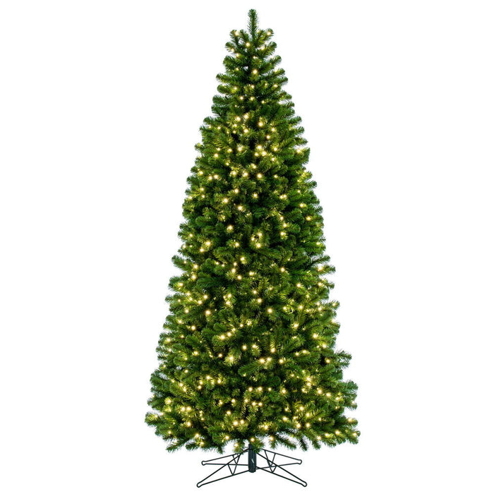 9'Hx48"W Slim Deluxe Sequoia Pine Artificial Christmas Tree, LED Pre-Lit -Green - G237481LED