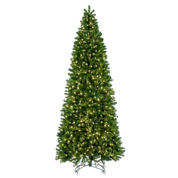 12'Hx60"W Slim Deluxe Sequoia Pine Artificial Christmas Tree, LED Pre-Lit -Green - G237491LED