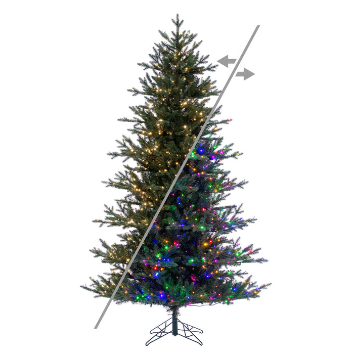 7'6"Hx55"W PE Colorado Blue Fir Artificial Christmas Tree, Micro LED Pre-Lit (Multi-Mode) -Green - G250678LEDCC