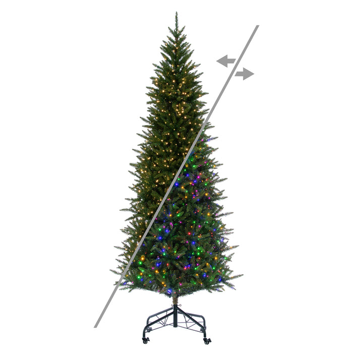 9'Hx49"W Noel Fir Artificial Christmas Tree, Micro LED Pre-Lit (Multi-Mode) -Green - G251483LEDCC