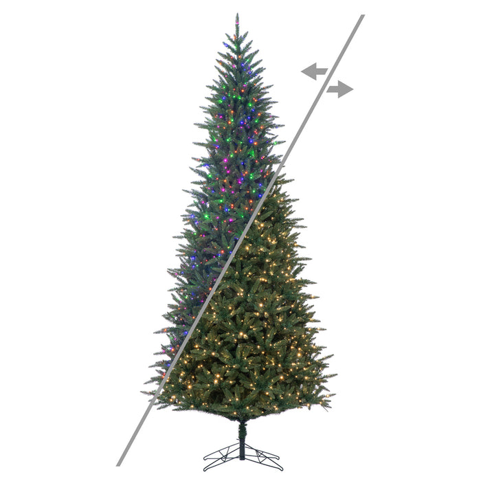 12'Hx59"W Noel Fir Artificial Christmas Tree, Micro LED Pre-Lit (Multi-Mode) -Green - G251493LEDCC