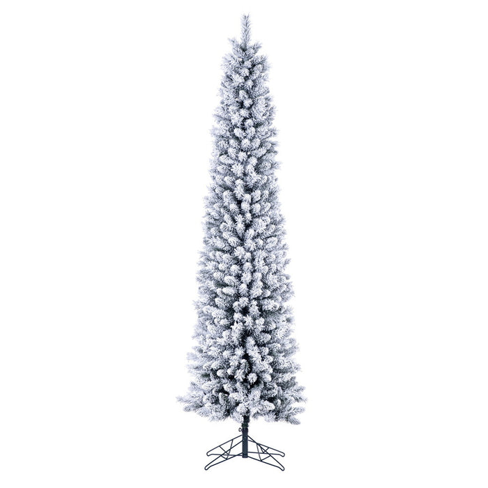 6'Hx19"W Pencil Flocked Crest Pine Artificial Christmas Tree, Unlit -White/Green - G256360