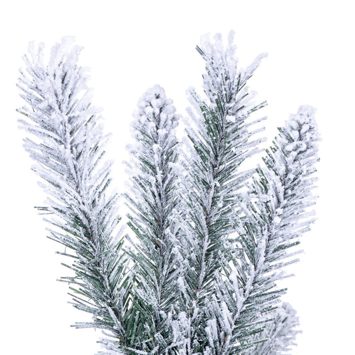 7'6"Hx25"W Pencil Flocked Crest Pine Artificial Christmas Tree, Unlit -White/Green - G256375