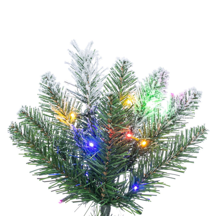 10'Hx33"W Pencil Flocked Crest Pine Artificial Christmas Tree, Micro LED Pre-Lit (Multi-Mode) -White/Green - G256388LEDCC