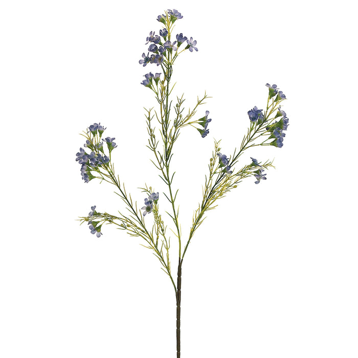 27" Silk Waxflower Flower Spray -Blue (pack of 12) - GSW121-BL
