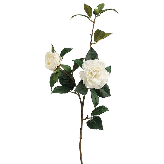 35" Silk Real Touch Camellia Flower Spray -Cream (pack of 12) - GTC136-CR