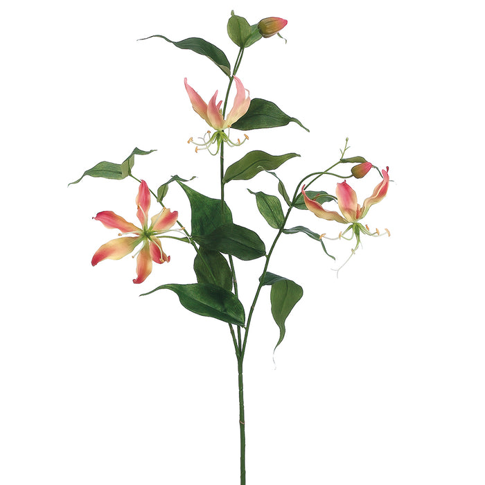 36" Silk Gloriosa Lily Flower Spray -Pink/Yellow (pack of 12) - GTG257-PK/YE