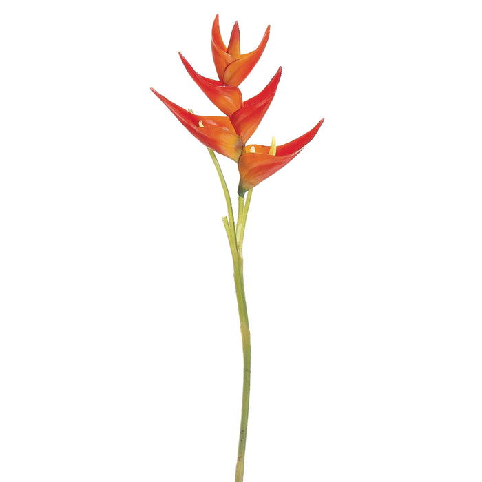 34" Silk Small Heliconia Flower Spray -Orange (pack of 12) - GTH702-OR