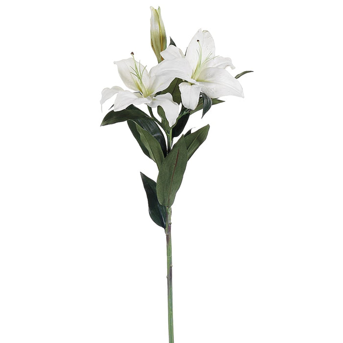 cream lily flower 35" Real Touch Casablanca Lily Silk Flower Stem -Cream/Green — Silks Are Forever