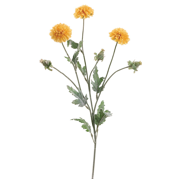 28" Silk Pompon Mum Flower Spray -Yellow (pack of 12) - GTP815-YE