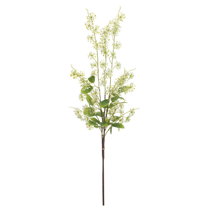 43" Hand-Wrapped Mini Blossom Silk Flower Stem Bundle -White (Pack of 12) - HBB319-WH