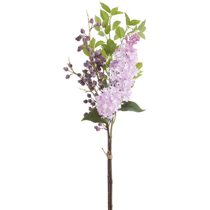 31.5" Hand-Wrapped Lilac & Rosehip Silk Flower Bouquet -Lavender/Purple (Pack of 6) - HBL715-LV/PU