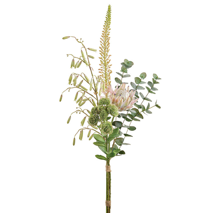 44" Hand-Wrapped Protea, Foxtail Lily & Magic Bell Silk Flower Bouquet -Green/Pink (Pack of 2) - HBP162-GR/PK
