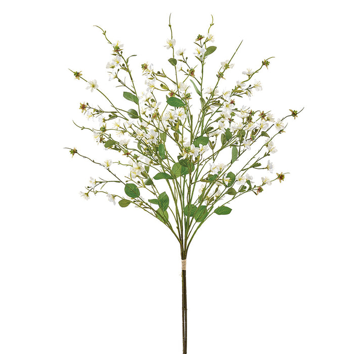 44" Hand-Wrapped Rose Myrtle Silk Flower Stem Bundle -White (Pack of 6) - HBR248-WH