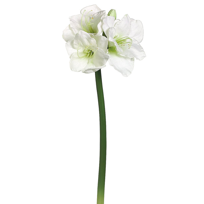 29" Hand-Wrapped Silk Amaryllis Flower Spray -White (Pack of 6) - HSA432-WH