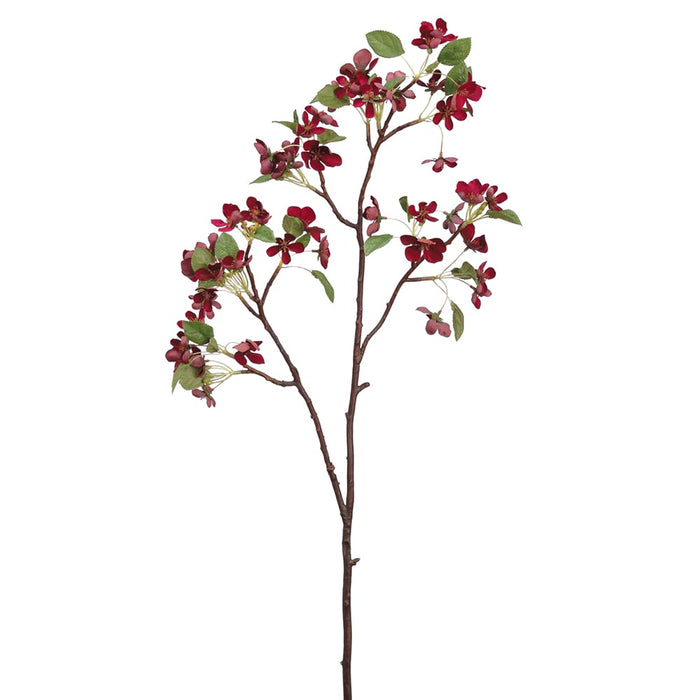 36" Handwrapped Apple Blossom Silk Flower Stem -Burgundy (pack of 12) - HSB361-BU