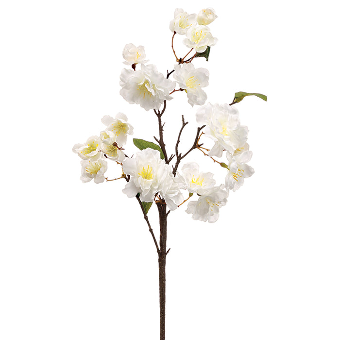 18" Handwrapped Silk Cherry Blossom Flower Spray -White (pack of 24) - HSC018-WH