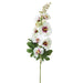 36" Hollyhock Silk Flower Stem -White/Boysenberry (pack of 6) - HSH037-WH/BB