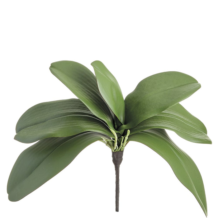 12" Soft Touch Phalaenopsis Orchid Leaf Silk Plant Stem -Green (pack of 12) - HSL399-GR