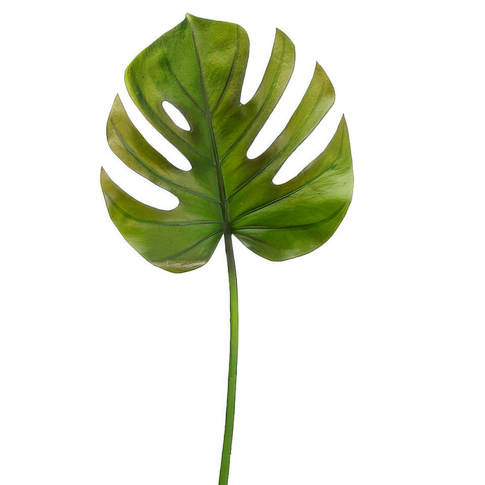 26" Silk Split Philodendron Monstera Leaf Stem -Green/Burgundy (Pack of 12) - HSL419-GR/BU