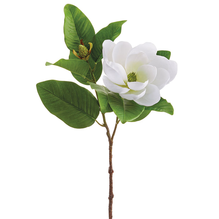 26" Magnolia Silk Flower Stem -White (pack of 12) - HSM395-WH