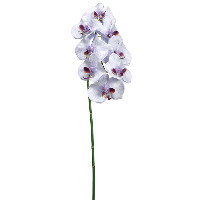 40" Handwrapped Phalaenopsis Orchid Silk Flower Stem -White/Purple (pack of 6) - HSO007-WH/PU