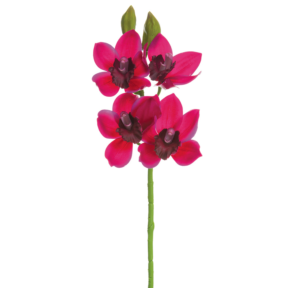 19" Handwrapped Cymbidium Orchid Silk Flower Stem Boysenberry — Silks