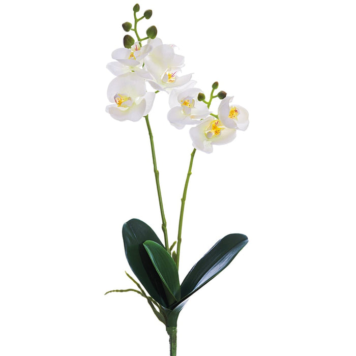 18.5" Handwrapped Phalaenopsis Orchid Plant Silk Flower Stem -White (pack of 12) - HSO122-WH