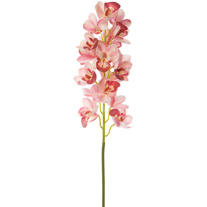 30" Real Touch Hand-Wrapped Cymbidium Orchid Silk Flower Stem -Pink (Pack of 12) - HSO303-PK