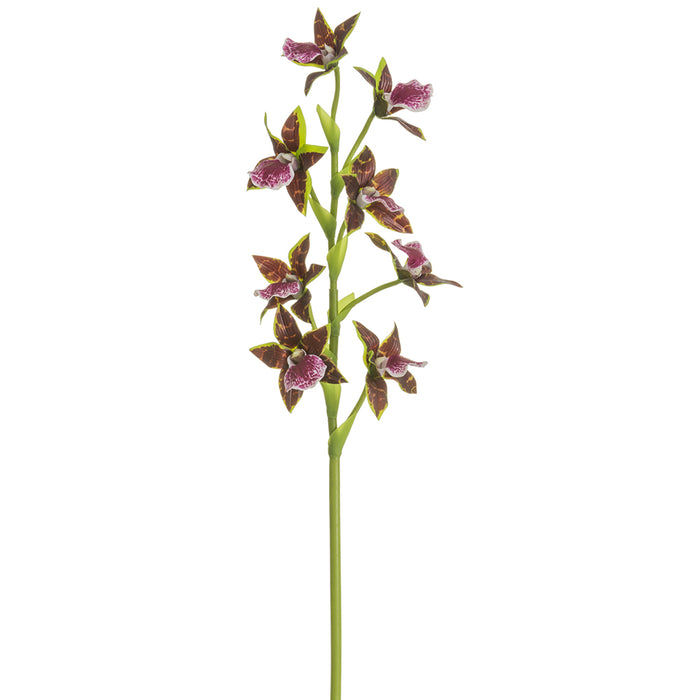 24" Handwrapped Silk Cattleya Orchid Flower Stem -Plum/Boysenberry (pack of 12) - HSO421-PL/BB