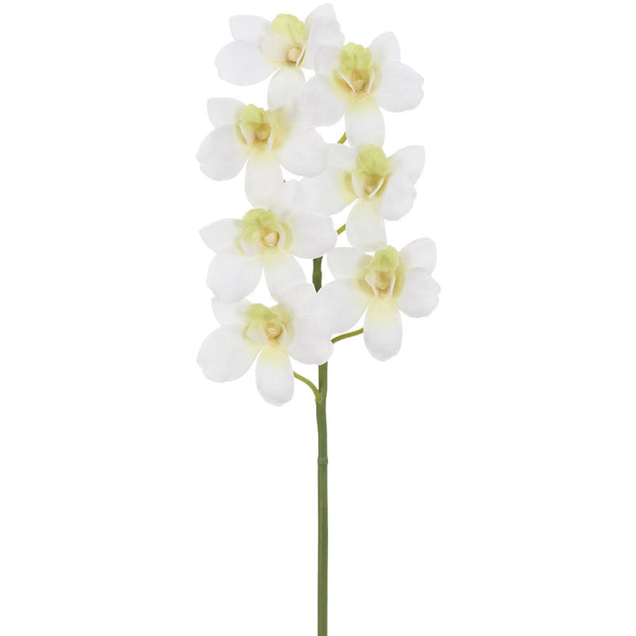 14" Dendrobium Ceasar Orchid Silk Flower Stem -White (Pack of 6) - HSO440-WH