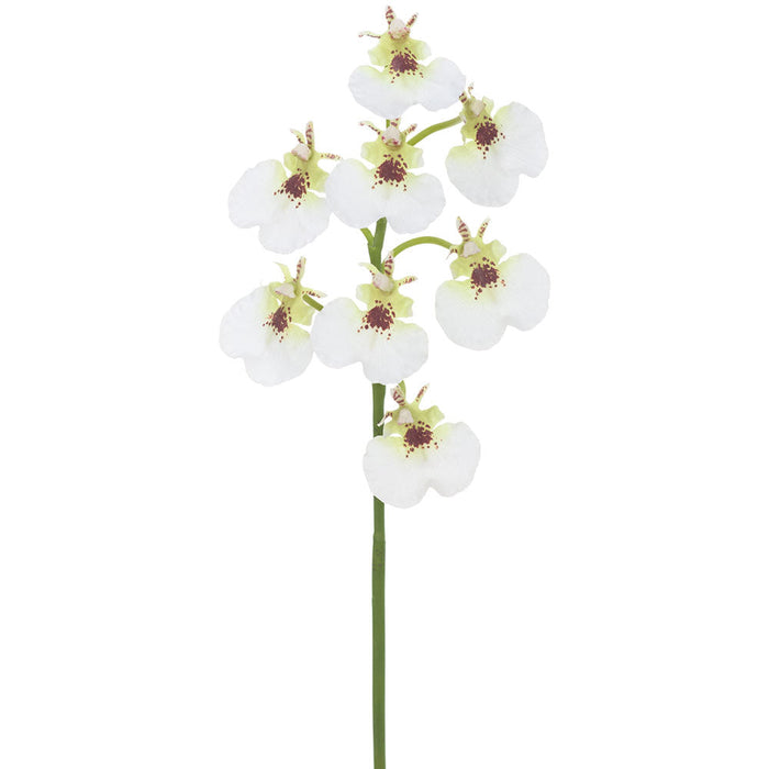 13" Small Oncidium Orchid Silk Flower Stem -White (Pack of 6) - HSO444-WH