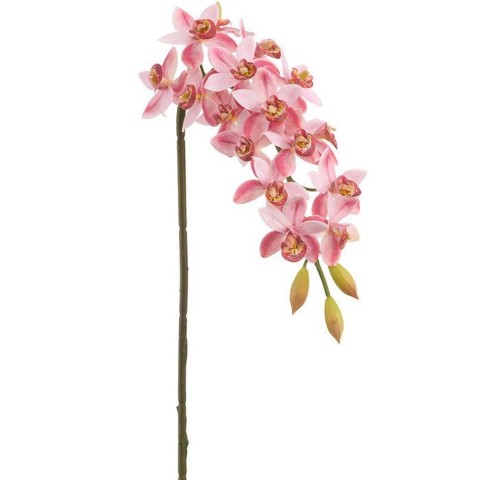 30" Hand-Wrapped Cymbidium Orchid Faux Flower Stem -Pink (Pack of 12) - HSO510-PK