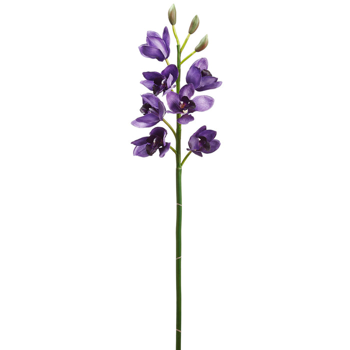 47" Handwrapped Cymbidium Orchid Silk Flower Stem -Purple (pack of 6) - HSO589-PU