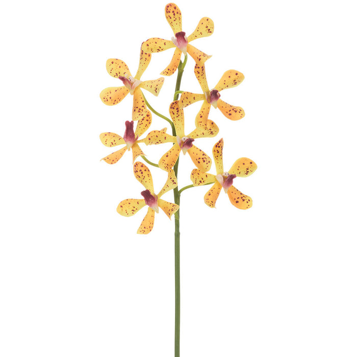 15" Hand-Wrapped Panee Vanda Orchid Silk Flower Stem -Orange/Yellow (Pack of 6) - HSO847-OR/YE