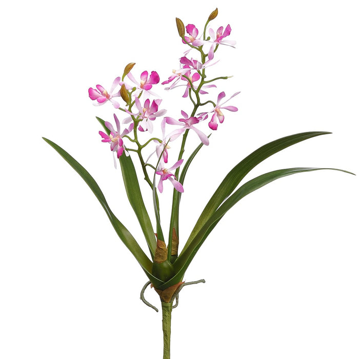 16" Mini Handwrapped Silk Cattleya Orchid Flower Stem -Lavender/Orchid (pack of 12) - HSO926-LV/OC