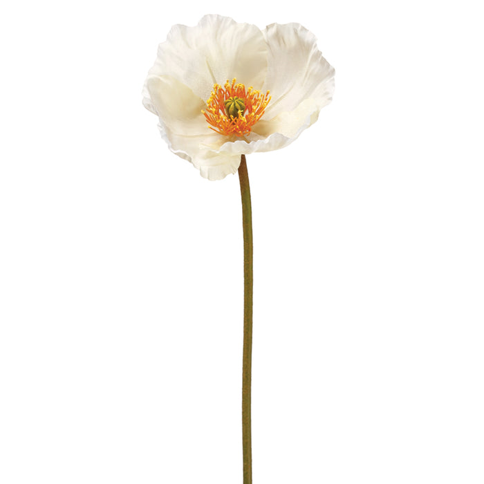 23" Poppy Silk Flower Stem -Cream (pack of 36) - HSP464-CR