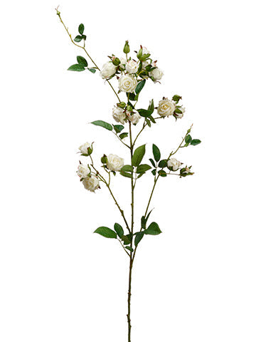 44" Rose Silk Flower Stem -White (Pack of 12) - HSR142-WH