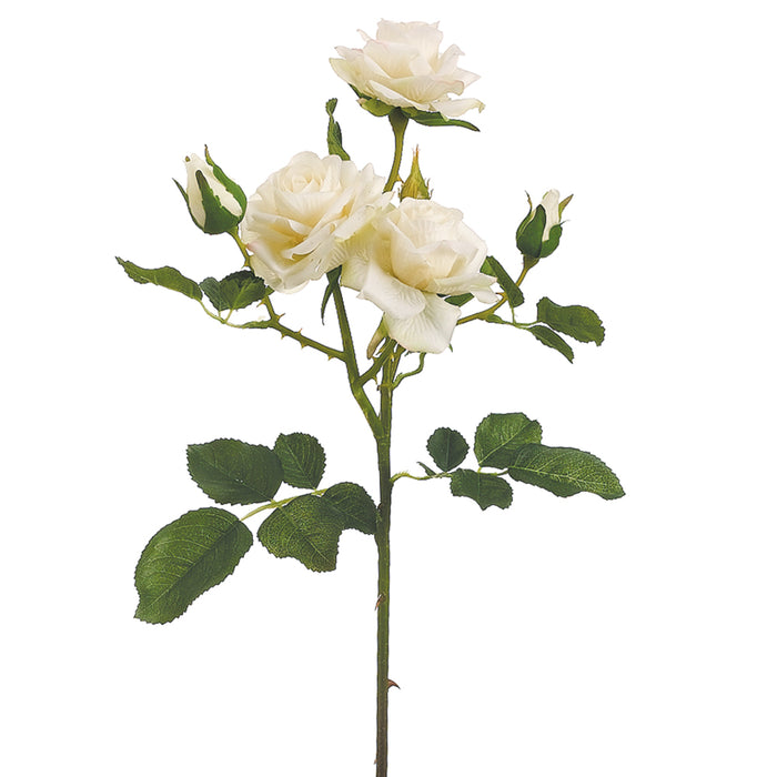 22.5" Handwrapped Silk Rose Flower Spray -Cream (pack of 12) - HSR364-CR