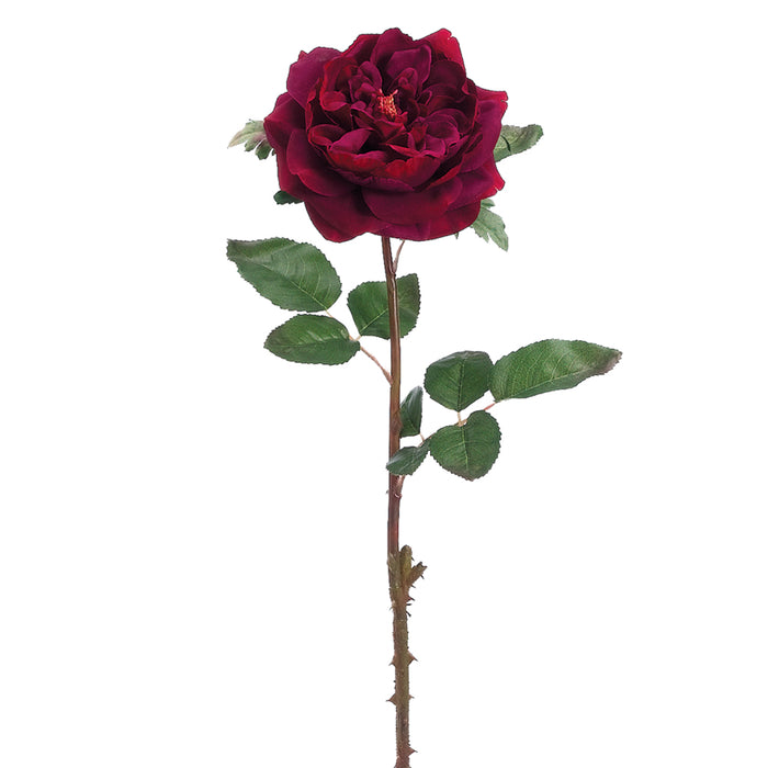 20" Handwrapped Silk English Rose Flower Spray -Wine (pack of 12) - HSR976-WI