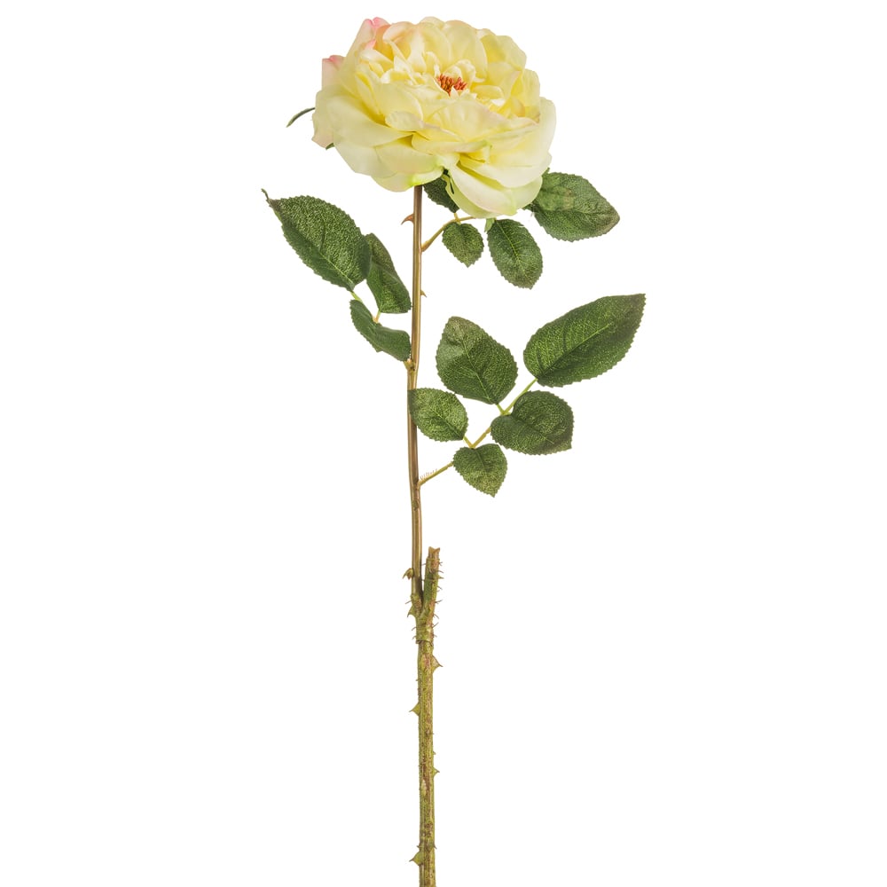 20" Handwrapped Silk English Rose Flower Spray Yellow/Rose — Silks Are