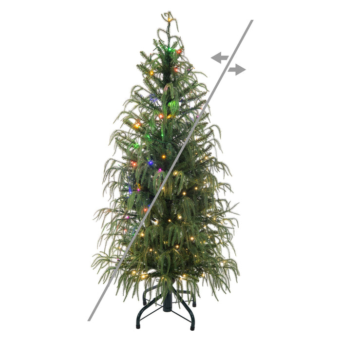 4'6"Hx26"W PE Norfolk Pine Artificial Christmas Tree, Micro LED Pre-Lit (Multi-Mode) -Green - JK255048LEDCC