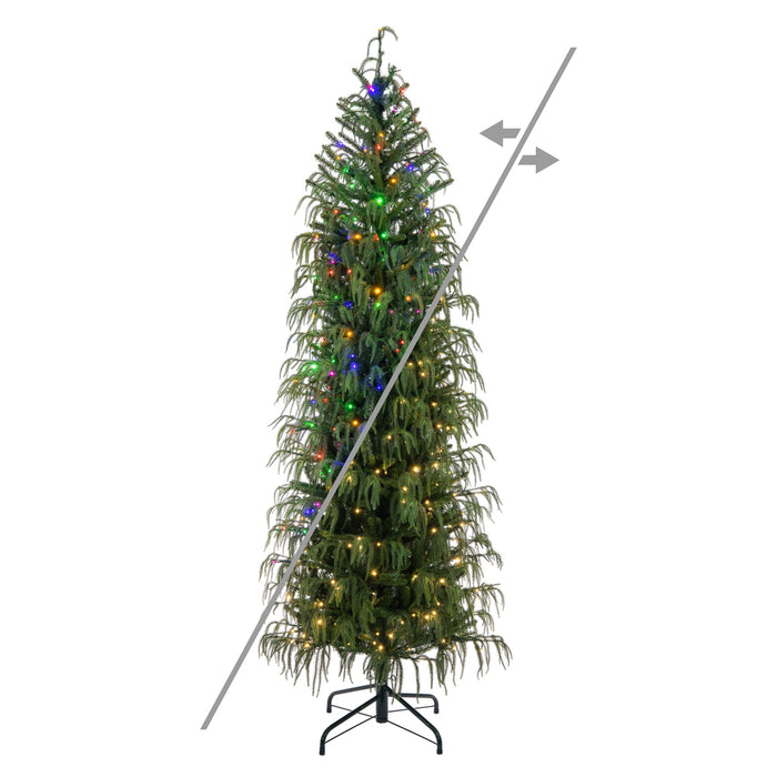 7'6"Hx37"W PE Norfolk Pine Artificial Christmas Tree, Micro LED Pre-Lit (Multi-Mode) -Green - JK255078LEDCC