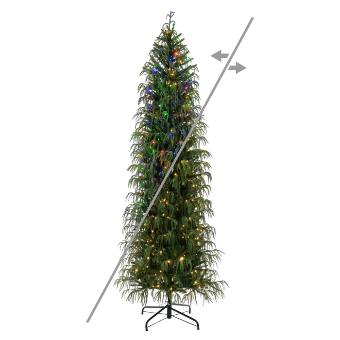 9'Hx41"W PE Norfolk Pine Artificial Christmas Tree, Micro LED Pre-Lit (Multi-Mode) -Green - JK255083LEDCC