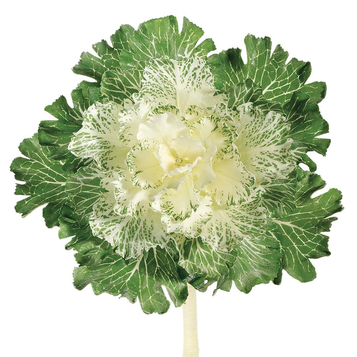 11" Artificial Large Japanese Cabbage Spray Pick -White (pack of 6) - JTC077-WH