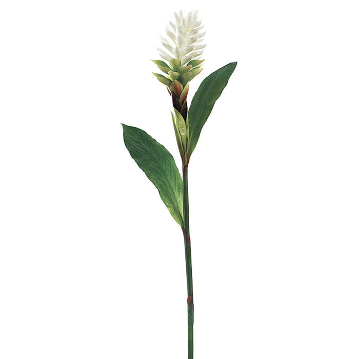 40" Hand-Wrapped Silk Ginger Flower Spray -White (Pack of 6) - JTG136-WH