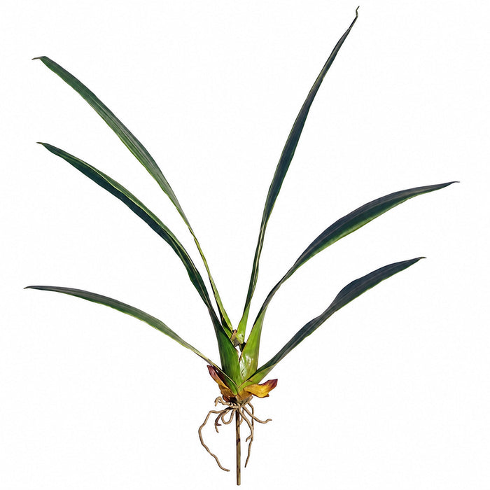 32" Hand-Wrapped Silk Oncidium Orchid Leaf Plant Stem -Green (Pack of 12) - JYL820-GR