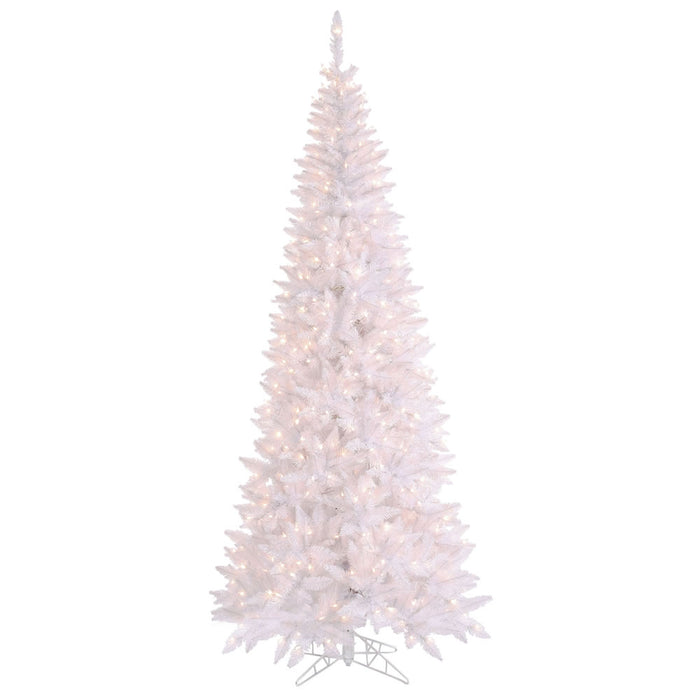 9'Hx46"W Slim Fir Artificial Christmas Tree, LED Pre-Lit -White - K160181LED