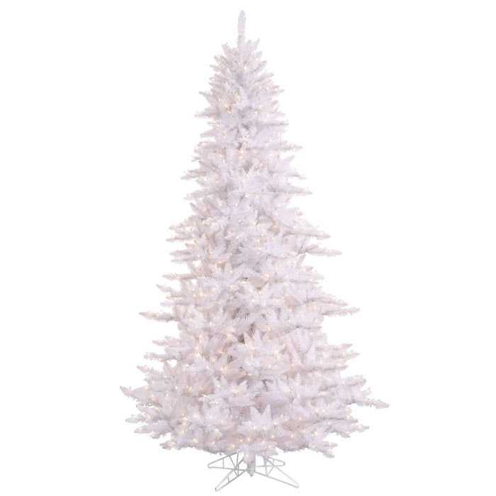 12'Hx74"W Fir Artificial Christmas Tree, LED Pre-Lit -White - K160291LED